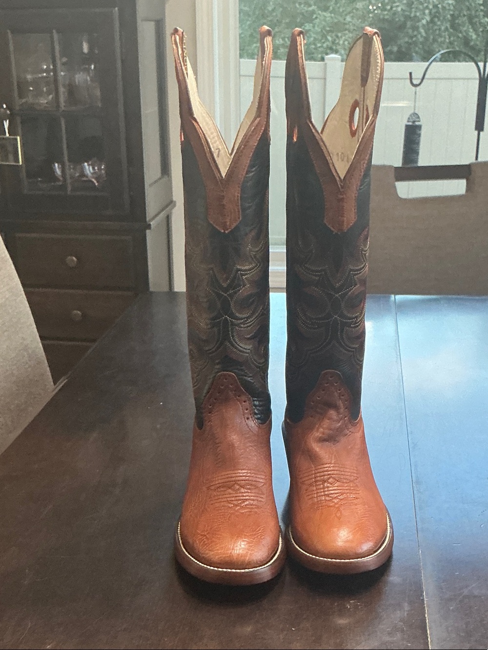 Two-Tone Brown & Black Western Cowboy Boots by Hondo